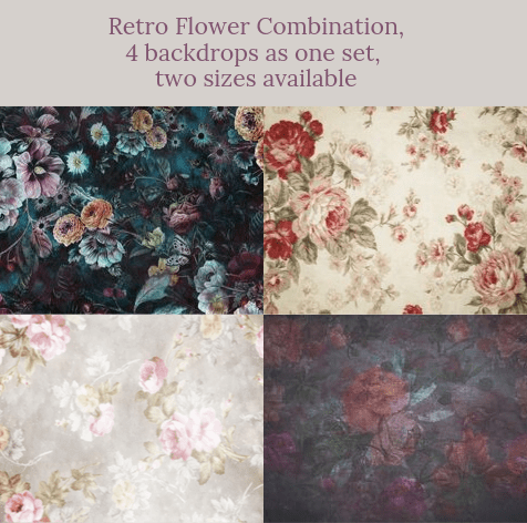 Katebackdrop:Retro Flower Combination Backdrops for Photography( 4 backdrops in total )