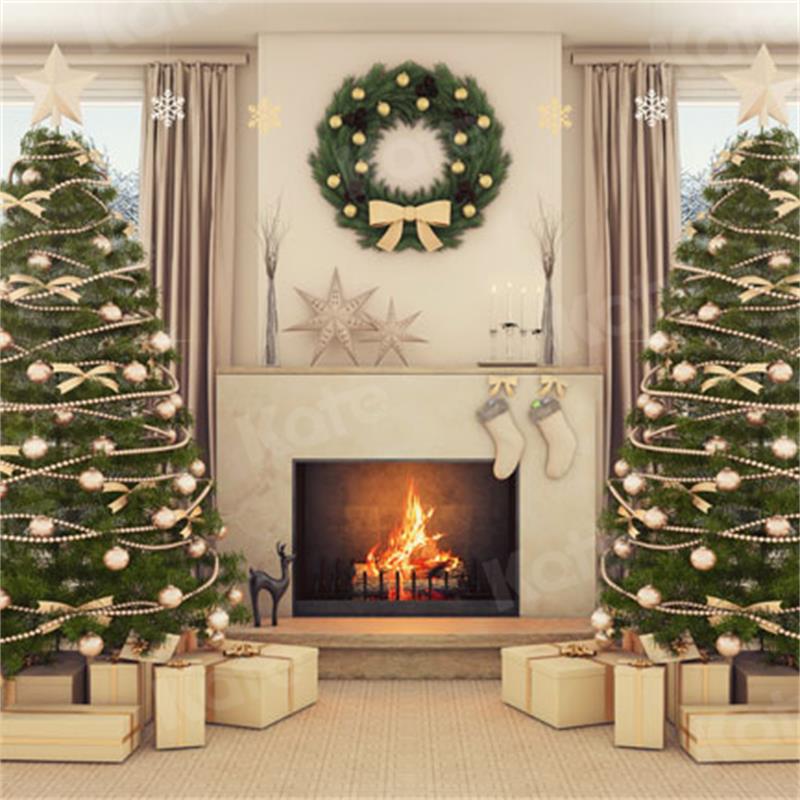Kate Sala de navidad chimenea Telón de fondo para fotografía