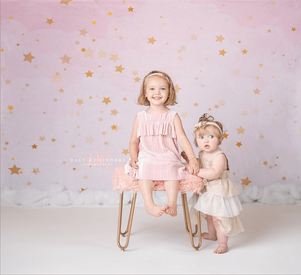 Katebackdrop£ºKate Golden Stars Pink Birthday Backdrop for Children Photography Designed by JFCC