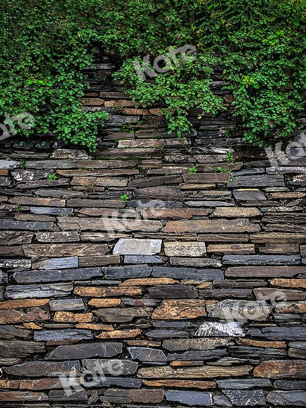 Kate Fondo de pared de piedra vid verde diseñado por Emetselch
