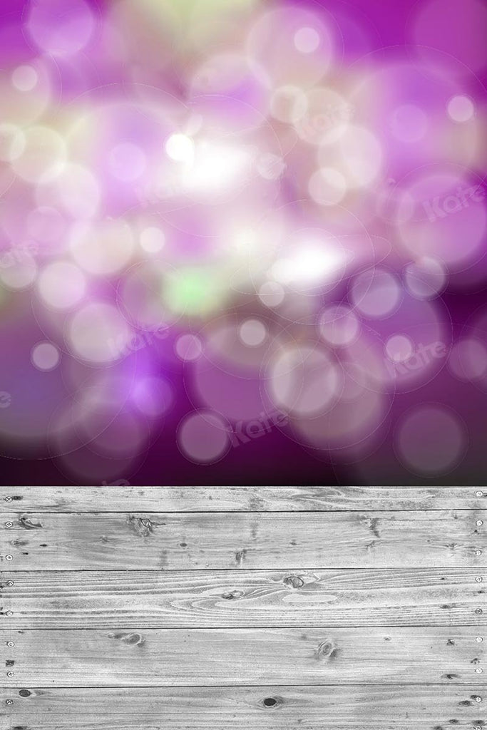Kate Telón de fondo combinado bokeh púrpura boda fondo de madera plateada
