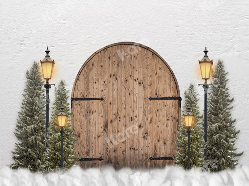 Kate Navidad habitación blanca Puerta de madera Telón de fondo para fotografía