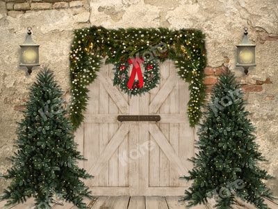 Kate árbol de Navidad Puerta de madera Telón de fondo para fotografía