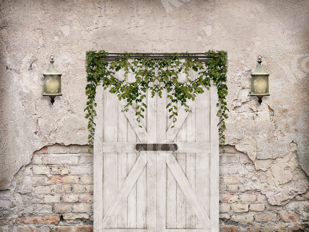 Kate Pared de ladrillos ruinosos Puerta de madera Telón de fondo para fotografía