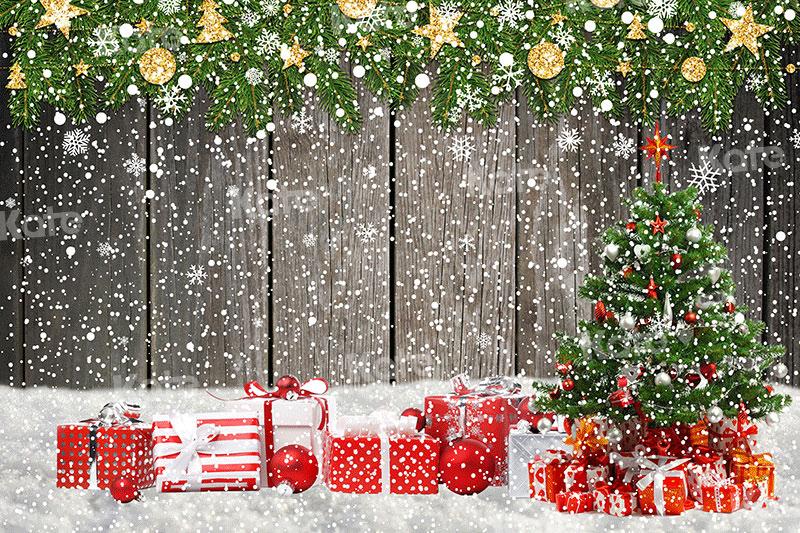 Kate Telón de fondo de nieve de madera navideña Navidad para fotografía