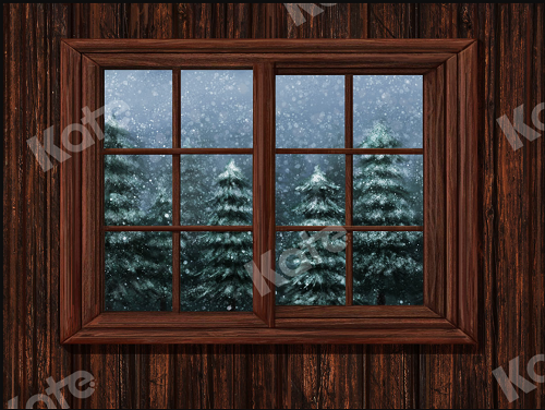 Kate Navidad ventana árbol de Navidad Fondo de fotografía familiar