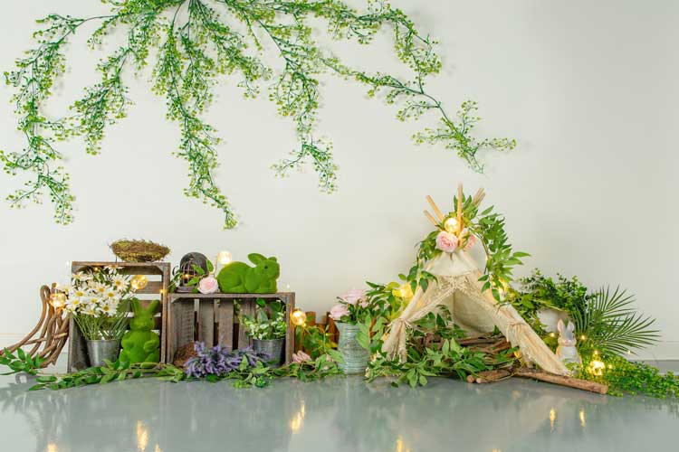Kate Primavera \ Pascua Fondo de hojas verdes diseñado por Jia Chan Photography