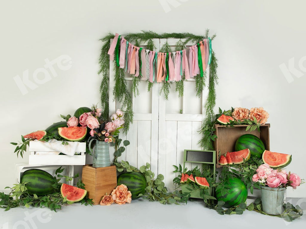 Kate Fondo de primavera con puerta blanca de sandía de verano por Jia Chan Photography