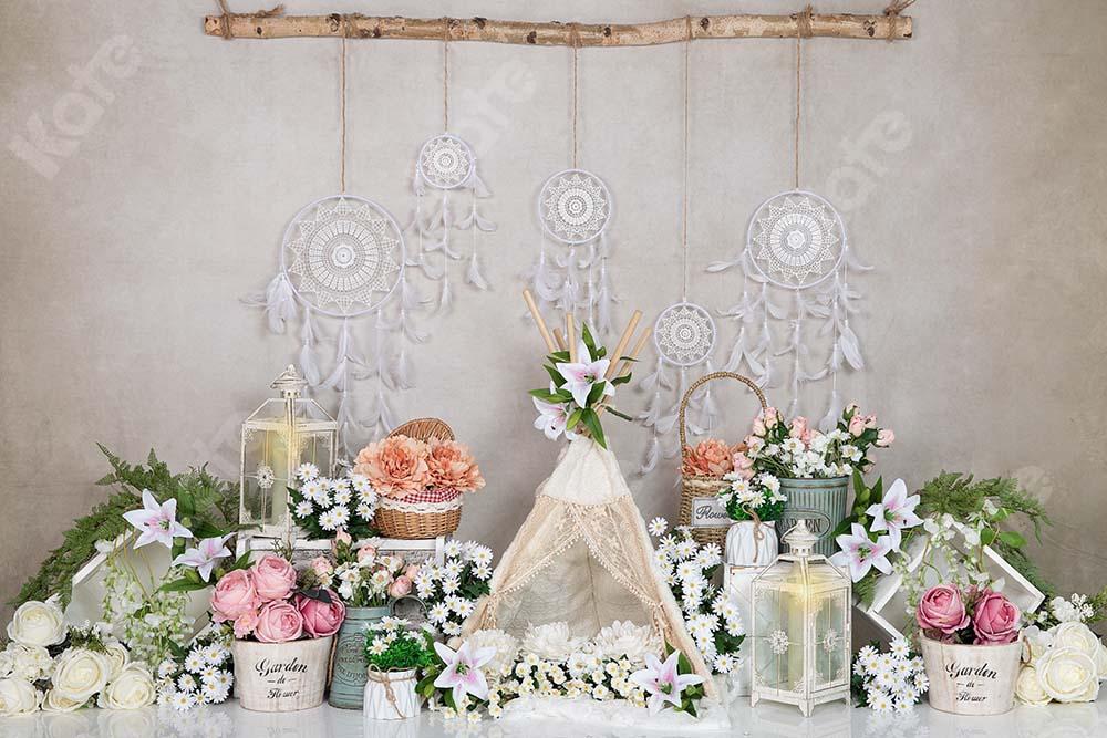 Kate Fondo de atrapasueños de flores de carpa de primavera Boho diseñado por Emetselch