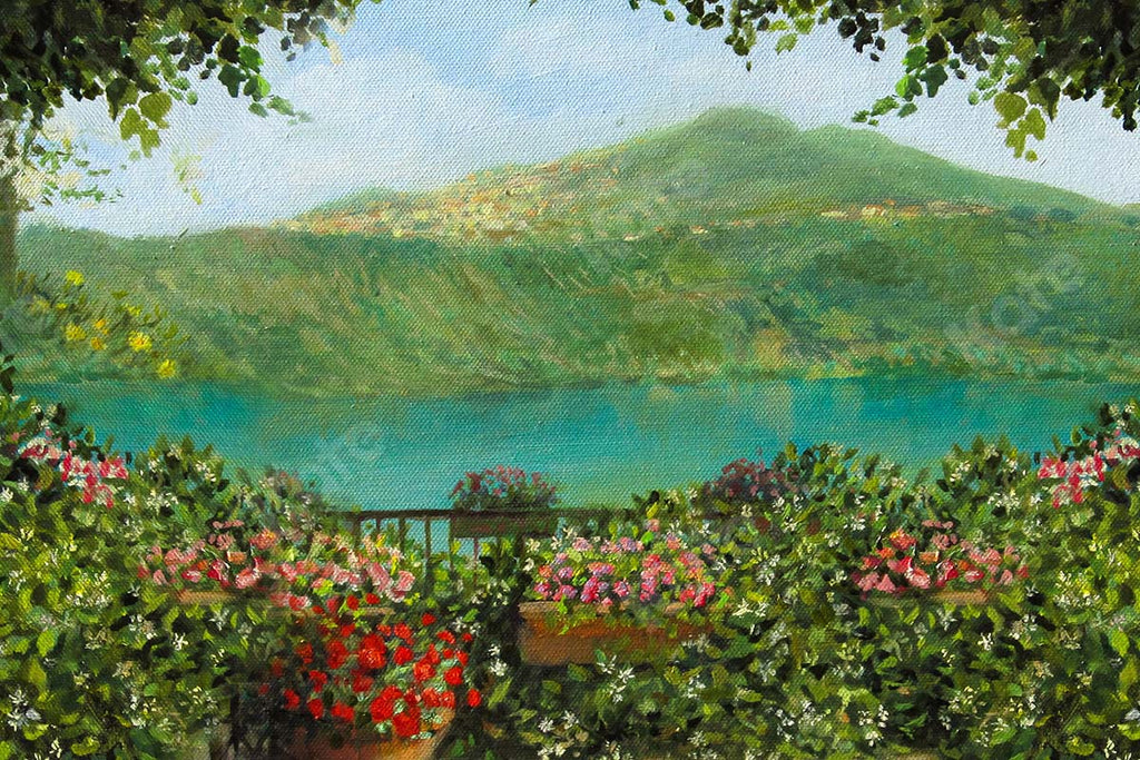 Kate Fine Art Fondo de escena de lago de jardín de primavera diseñado por GQ