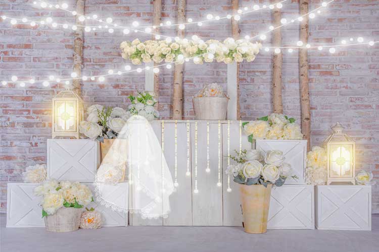 Kate Fondo de soporte de rosas blancas de San Valentín diseñado por Emetselch