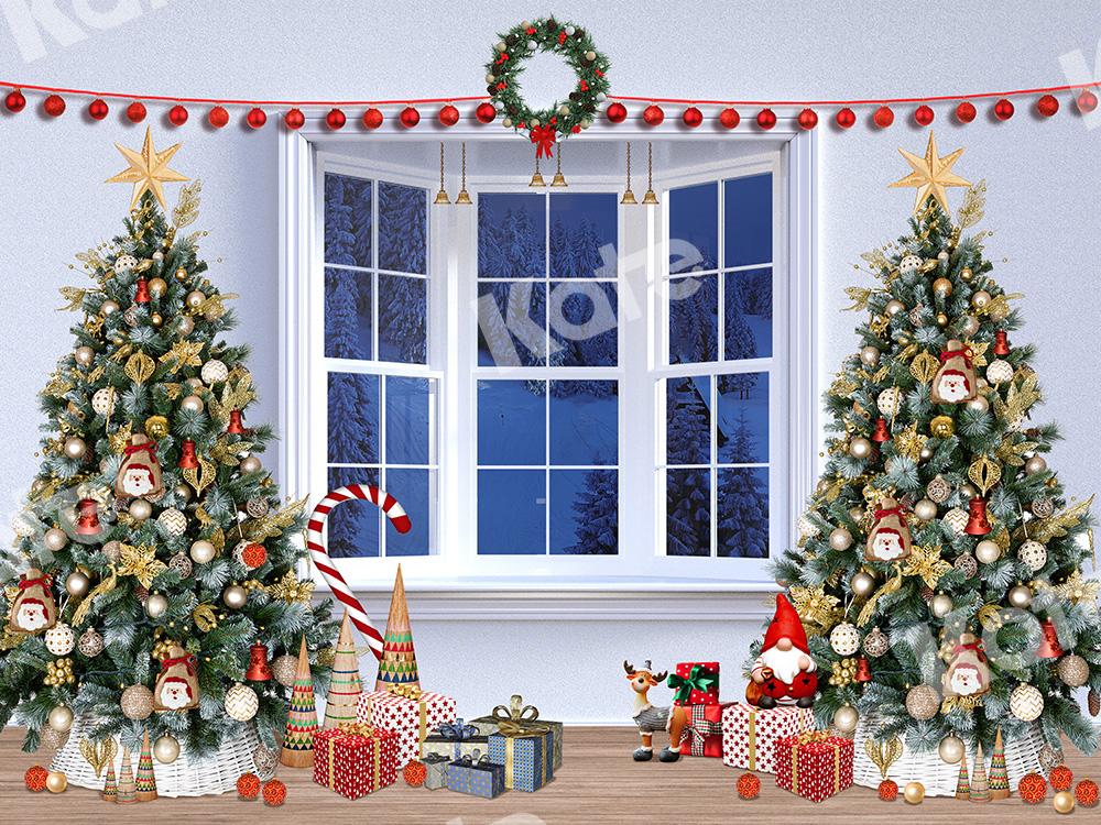Kate Ventana Navidad Telón de fondo Regalos Árboles de Navidad Diseñado por Emetselch