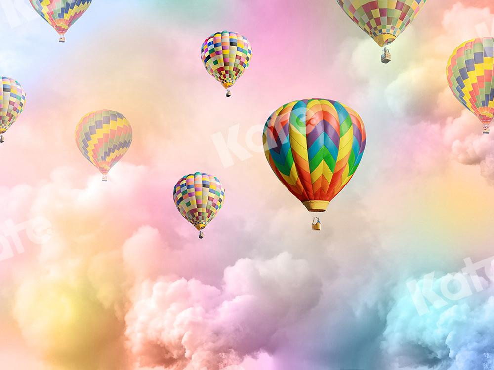 Kate pastel smash Telón de fondo Nubes del arco iris Globos aerostáticos Diseñado por Chain Photography