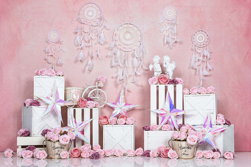 Kate Telón de fondo rosa Boho de primavera / día de San Valentín diseñado por Emetselch