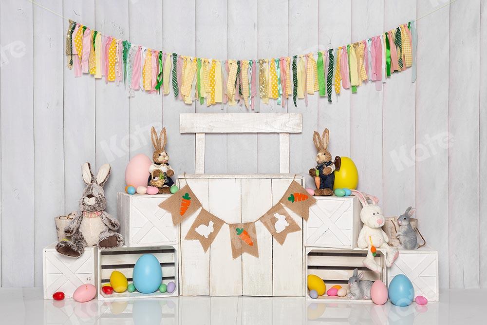 Kate Fondo de soporte de huevo de conejito de Pascua blanco diseñado por Emetselch