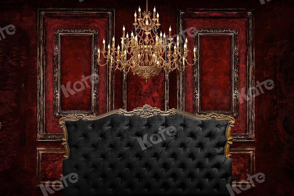 Kate Telón de fondo de pared rojo Boudoir Bedboard diseñado por Chain Photography