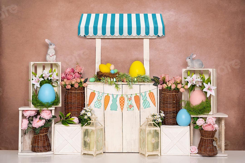 Kate Flores de fondo de conejito de huevos de Pascua de primavera diseñadas por Emetselch