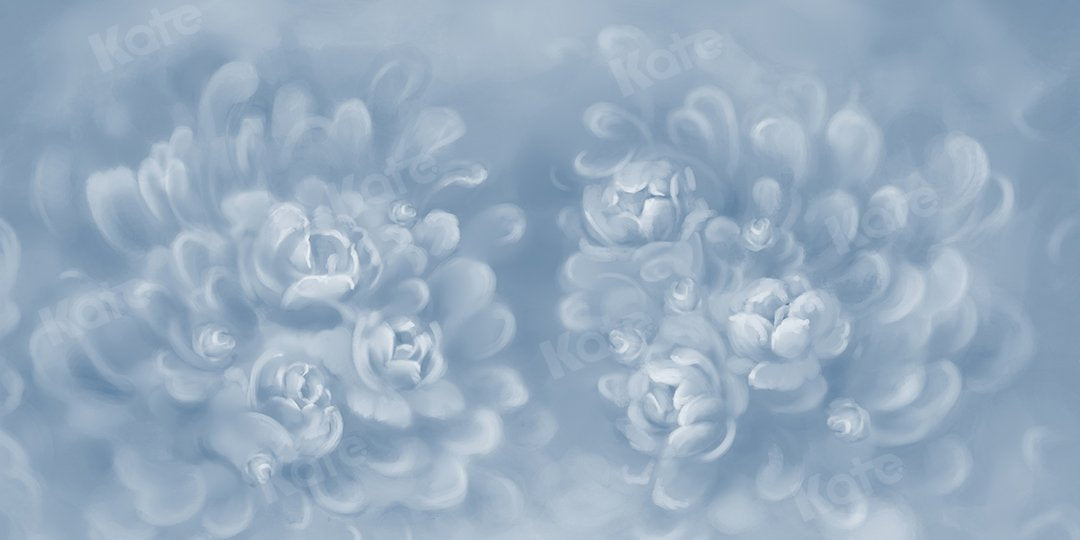 Kate Fine Art Telón de fondo de niña de flores de textura de flores azul gris por GQ