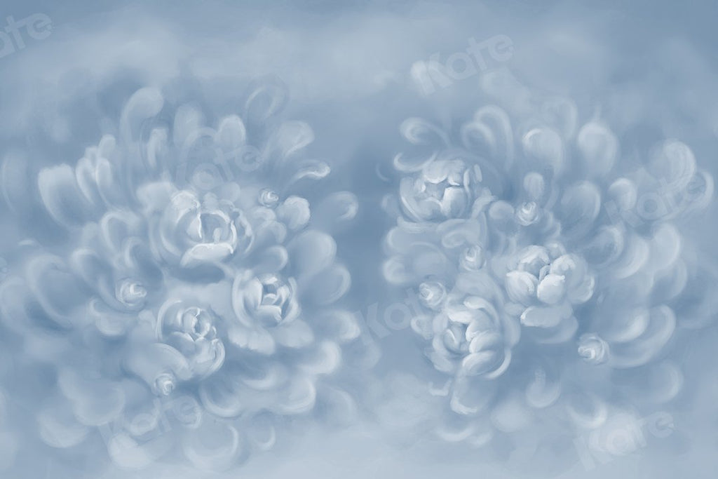 Kate Fine Art Telón de fondo de niña de flores de textura de flores azul gris por GQ