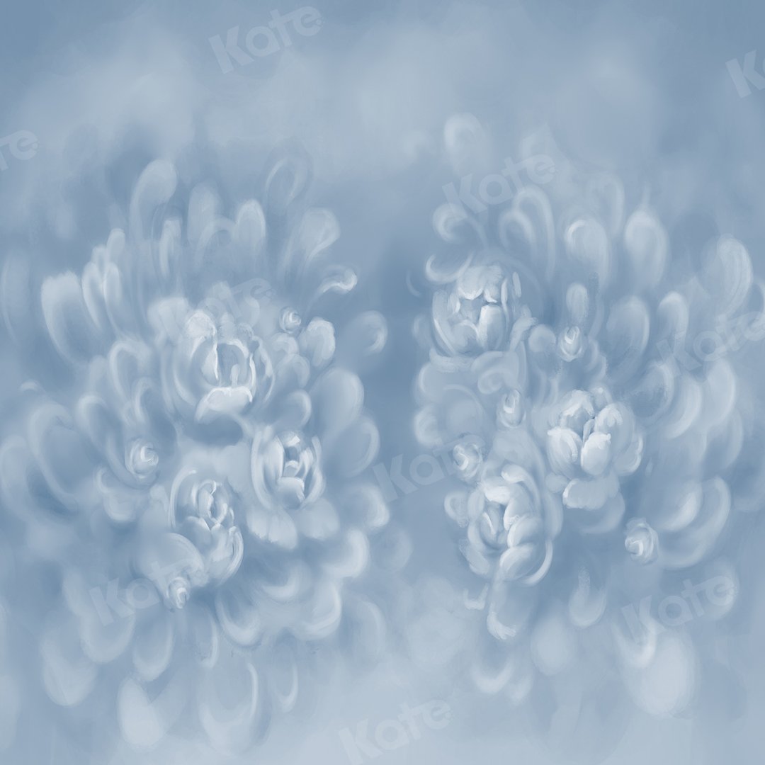 Kate Fine Art Telón de fondo de niña de flores de textura de flores azul gris por GQ