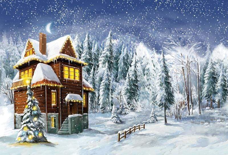Katebackdrop:Kate Christmas Winter Snowflake Wooden House Backdrops for Photography