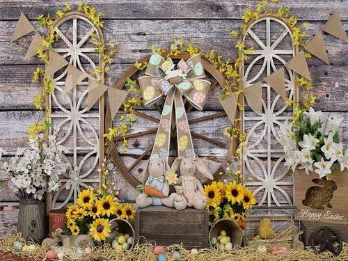 Katebackdrop£ºKate Sunflower Easter Wooden Backdrop for Photography