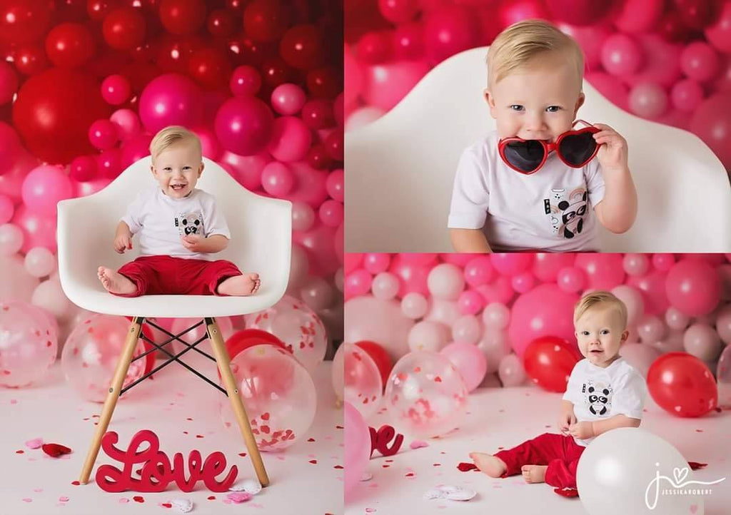 Kate Telón de fondo de pared de globos de San Valentín para fotografía diseñado por Mandy Ringe Photography