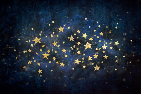 Kate Telón de fondo de cielo nocturno con estrellas doradas para fotografía cumpleaños diseñado por Mandy Ringe Photography