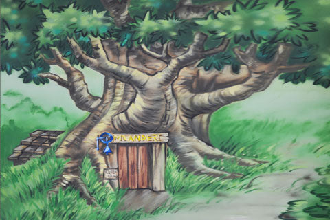 Telón de fondo de bosque de casa de árbol de esquina de niños