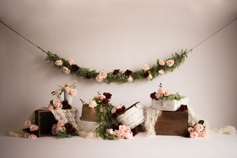 Kate Primavera rosa florece telón de fondo floral diseñado por Keerstan Jessop