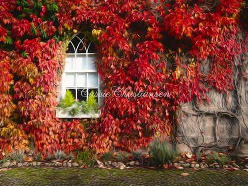 Katebackdrop£ºKate Fall Red Maple Leaf with Window Backdrop Designed by Cassie Christiansen Photography