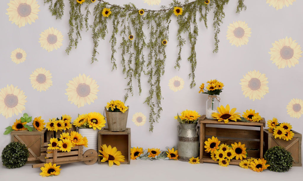 Kate Primavera Girasol Cumpleaños Telón de fondo para fotografía diseñado por Melissa King
