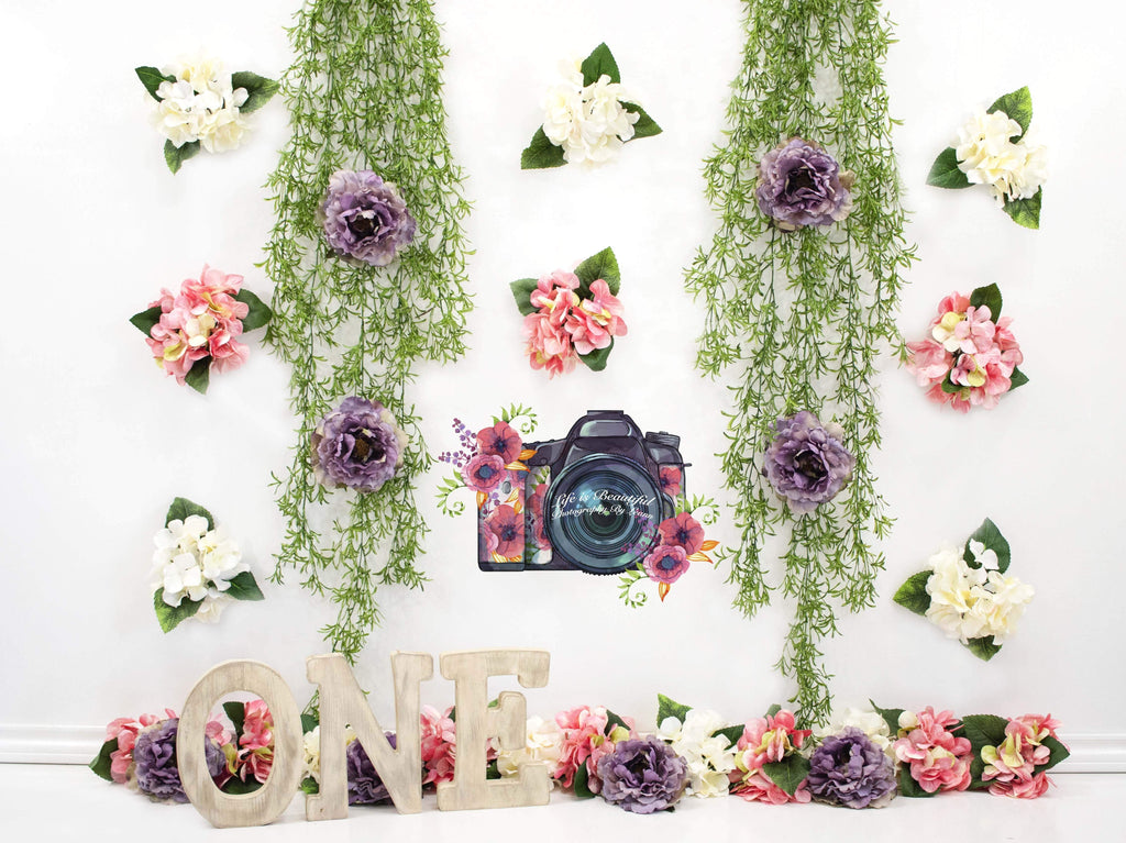 Katebackdrop£ºKate 1st Birthday Flower Grass Decoration Backdrop for Photography Designed By Leann West