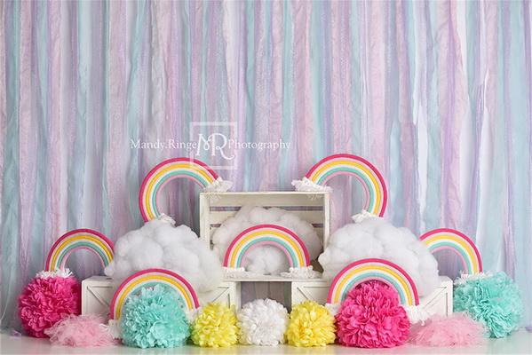 Kate telón de fondo de fiesta de cumpleaños del arco iris diseñado por Mandy Ringe Photography