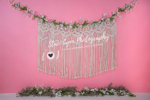 Katebackdrop£ºKate Spring Pink Floral and Macram¨¦ Backdrop Designed By Stacilynnphotography