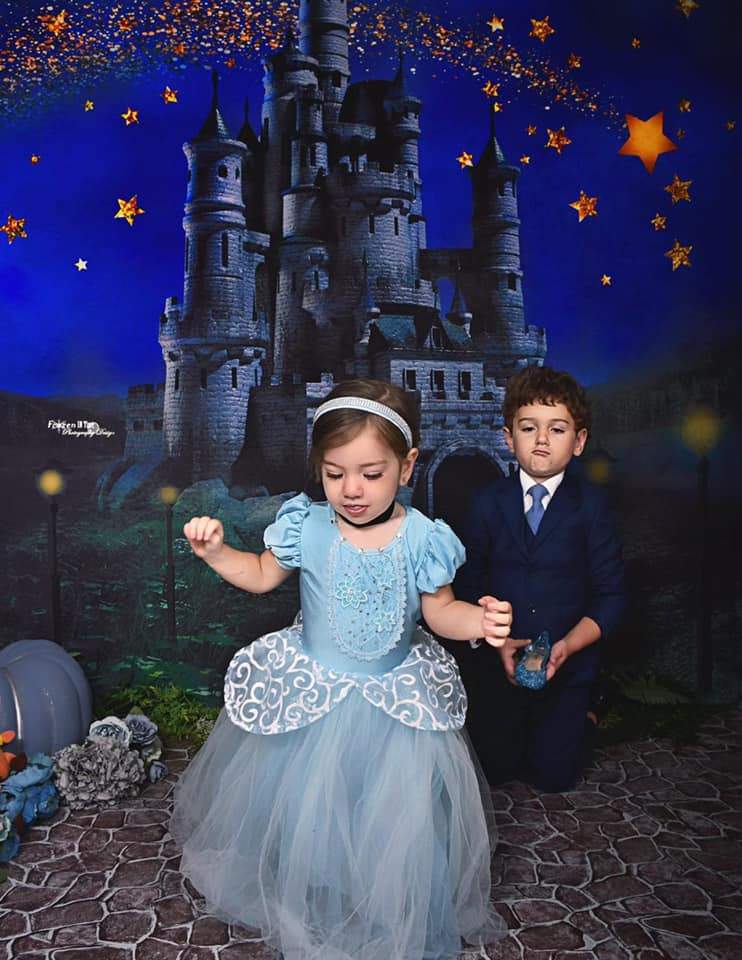 Kate cielo nocturno estrella castillo niños telón de fondo diseñado por Jerry_Sina