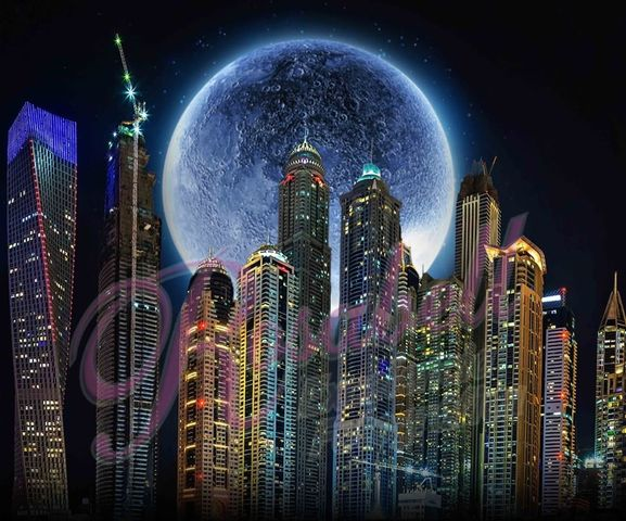 Kate Superhéroe Ciudad de la luna Telón de fondo para fotografía diseñado por Rosabell Photography