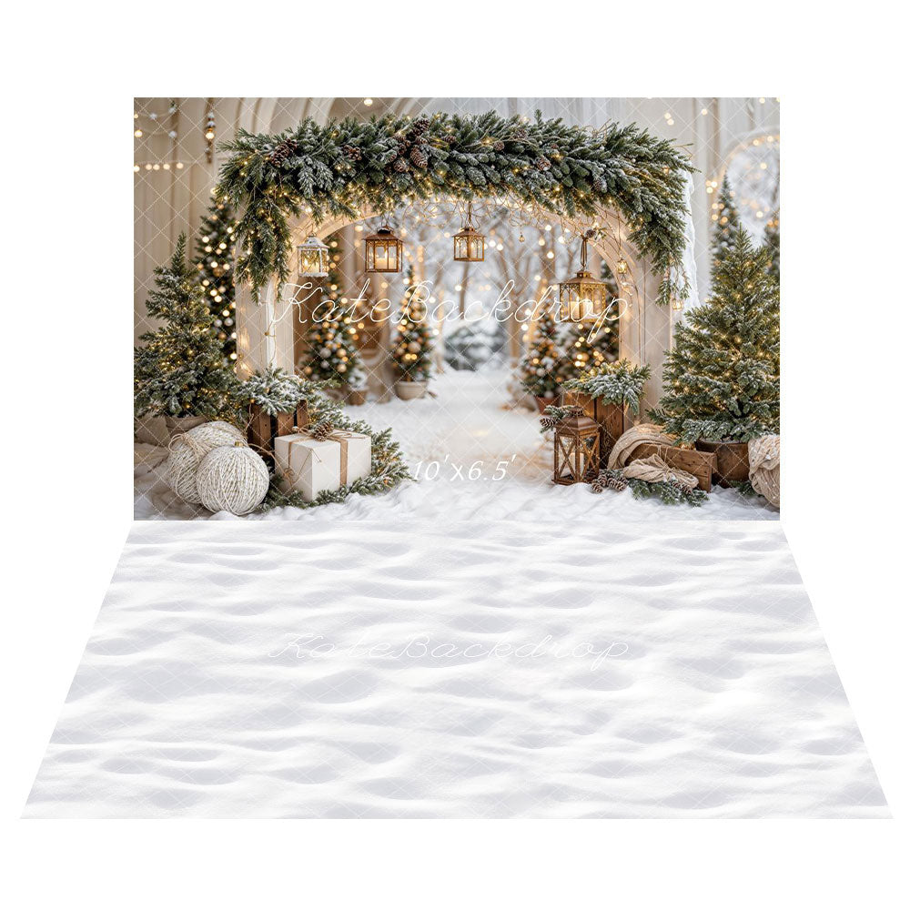 Kate Christmas Arch Garland Snow Trees Printed Backdrop Designed by Emetselch