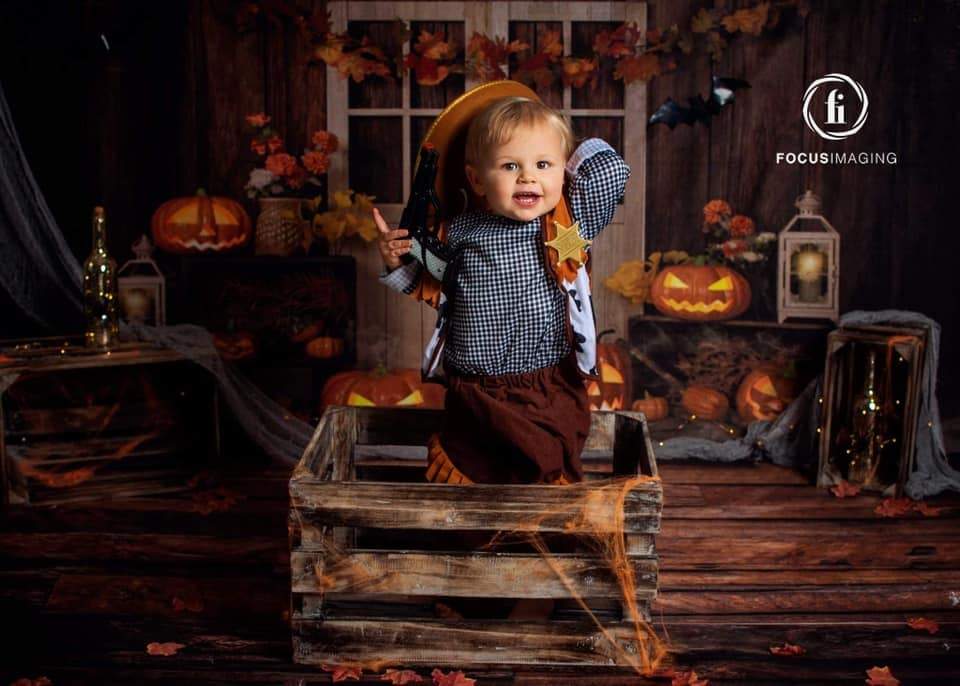Kate Fondo de luces de calabazas de otoño / halloween diseñado por Jia Chan Photography