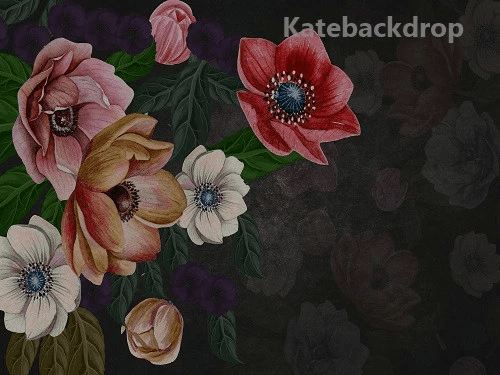 Cargar imagen en el visor de la galería, Katebackdrop£ºKate Floral Vintage Flowers Black Backdrop for Photography by Jerry_Sina