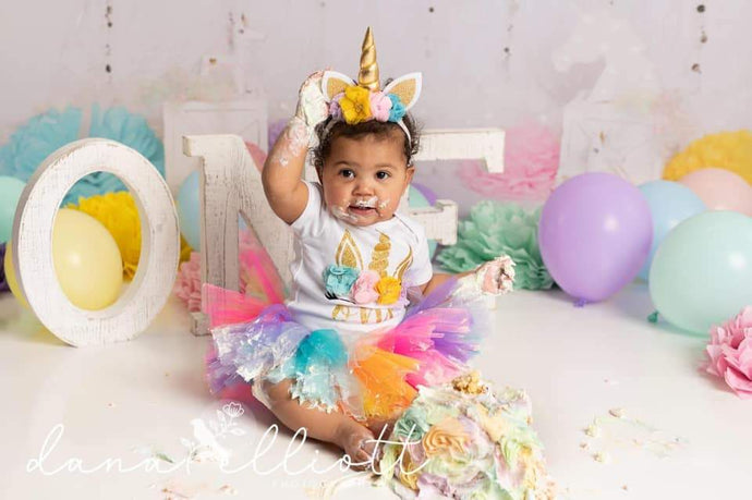 Kate Pastel arcoíris Cumpleaños Telón de fondo para fotografía diseñado por Melissa King