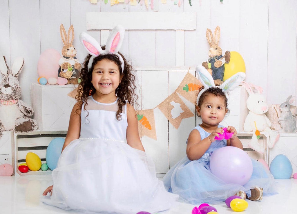 Kate Fondo de soporte de huevo de conejito de Pascua blanco diseñado por Emetselch