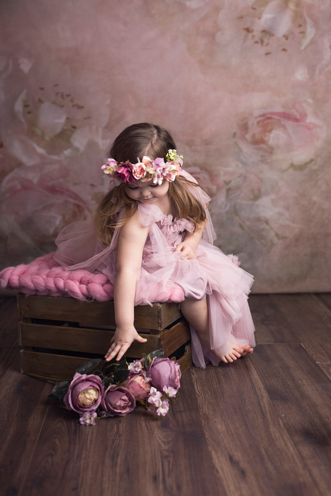 Kate Fine Art Fondo rosado de flores borrosas diseñado por GQ