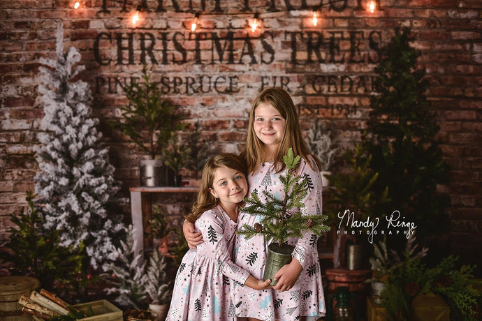 Kate Fondo de árbol fresco de granja de Navidad diseñado por Mandy Ringe Photography