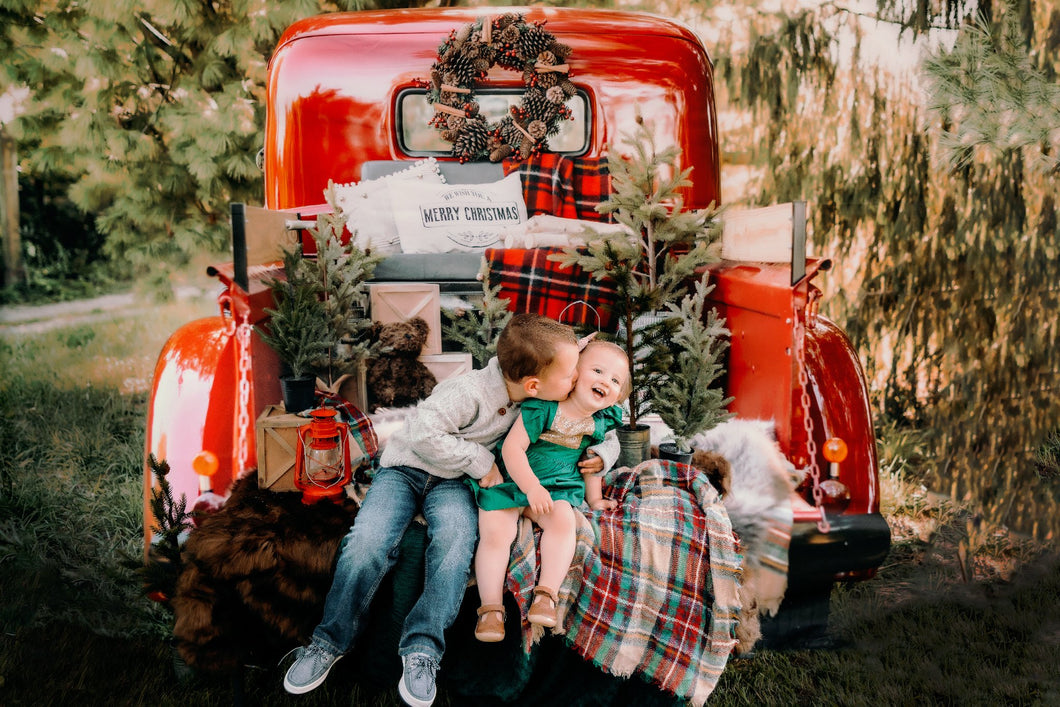 Kate Fondo de camión de Navidad rojo diseñado por Mandy Ringe Photography