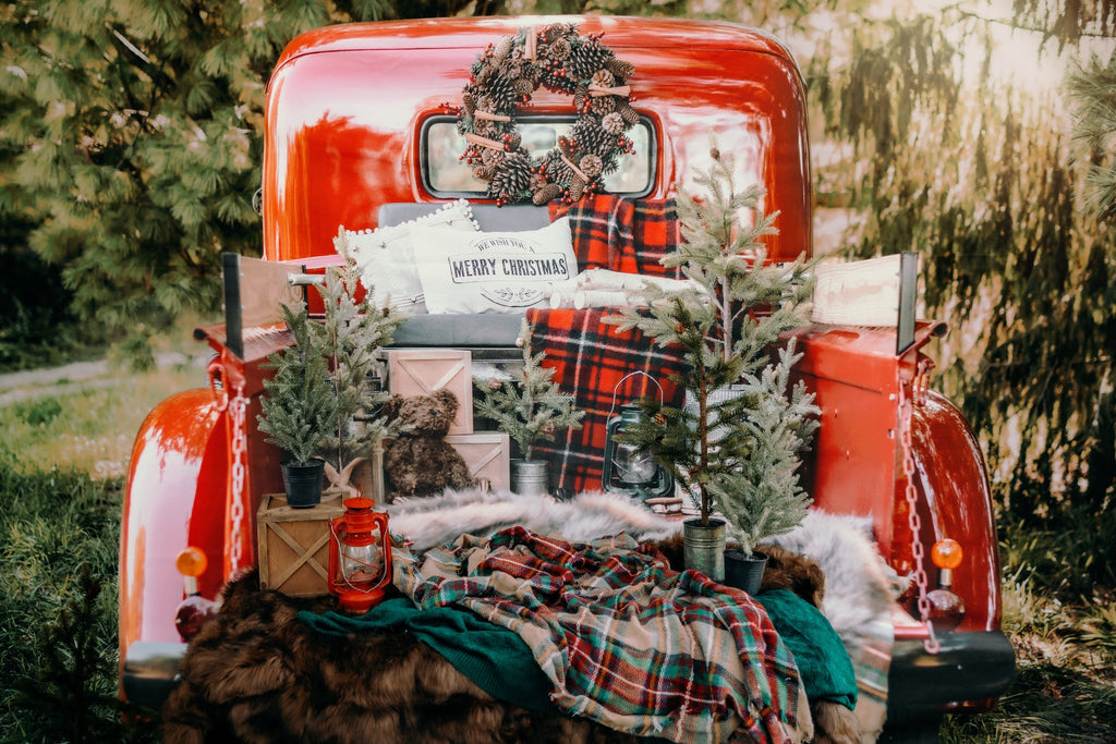 Kate Fondo de camión de Navidad rojo diseñado por Mandy Ringe Photography