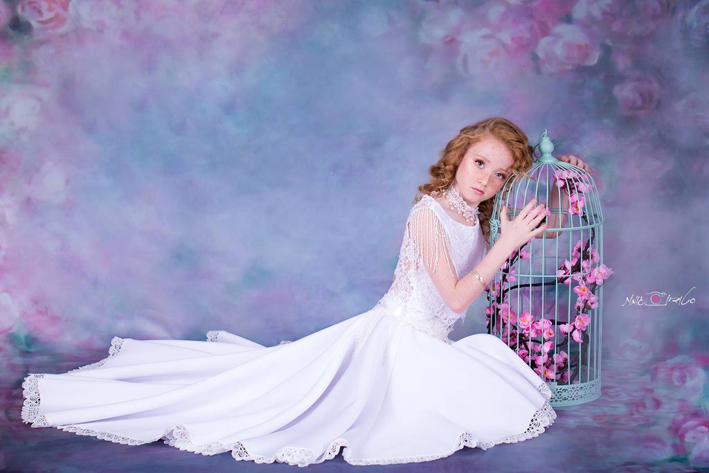 Kate Pink Florals Hand Painting Liked Portrait Photography Backdrops - Katebackdrop