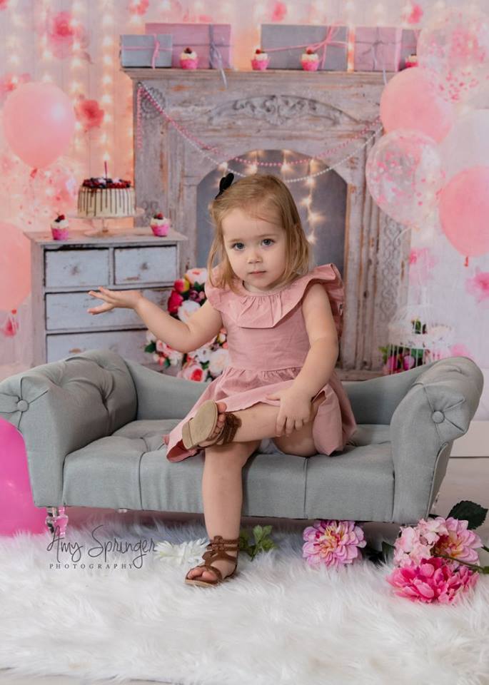 Katebackdrop£ºKate Cake Smash For Party Photography Pink 1st birthday Backdrop Balloons