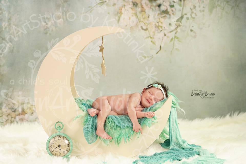 Kate Painting Like Green Spring Florals backdrop printed Background - Katebackdrop