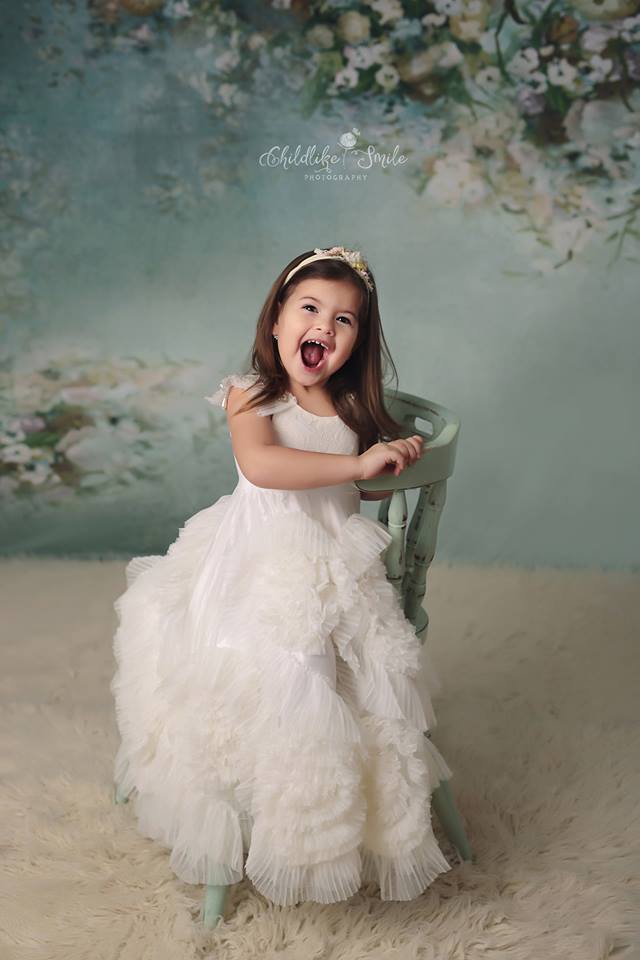 Kate Painting Like Green Spring Florals backdrop printed Background - Katebackdrop